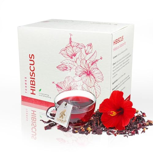 KUKER Hibiskustee - Hochwertiger Kräutertee, 25 Hibiskus Teebeutel, Getrocknete Hibiskusblüten, Aromatischer Hibiskusblütentee, Natürlicher Geschmack, Ideal für Teeliebhaber - 50g