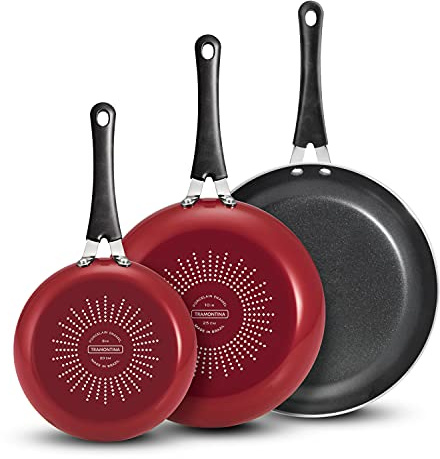 Tramontina Nonstick Fry Pan Set Aluminum 3 Pk (Red), 80156/060DS