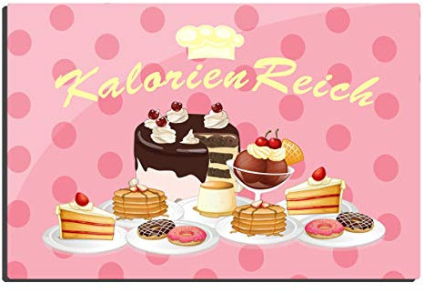 Blechschild Kuchen lustig mit Spruch Kalorien Reich 20x30 cm Metallschild Kaffee Küche Sprüche Geschenk Dekoschild Torte Cupcake Schild Vintage Rosa