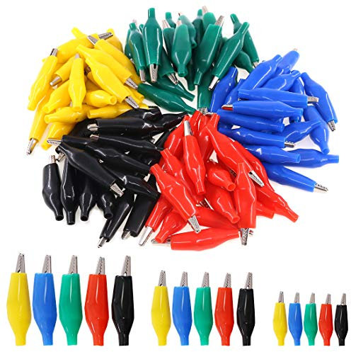 Glarks Lot de 120 pinces crocodile pour test électrique 28 mm 35 mm 45 mm