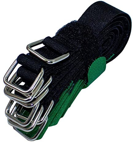 Lumonic 10x Klettbinder 150x16mm gekreuzt Schwarz Grün - Wiederverwendbare Kabelbinder aus Klettband - Zum Befestigen oder Kabelmanagement