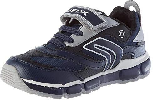 Geox J Android Boy B Sneaker, Navy/Silver, 27 EU