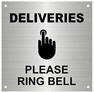 Hinweisschild mit Aufschrift DELIVERIES Please Ring Bell Entrance Notice Sign – Wasserdichte Acrylbohrungen (Silber)