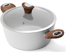 Phantom Chef 4,4 QT Kasserolle | Suppentopf | Aluminium-Körper Antihaft-Keramikbeschichtung | mit Bakelit-Soft-Touch-Griff | Spülmaschinenfest | Ungiftige PFOA- und PTFE-freie Pfanne | Farbe: Beige