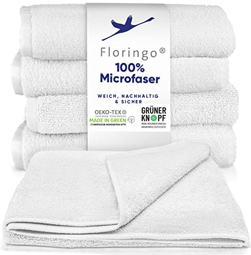 Moon 5er Pack Microfaser, Friseur, Handtücher, Salonhandtücher, ca. 50x90 cm von Floringo mit saugstarker Oberfläche (weiß)