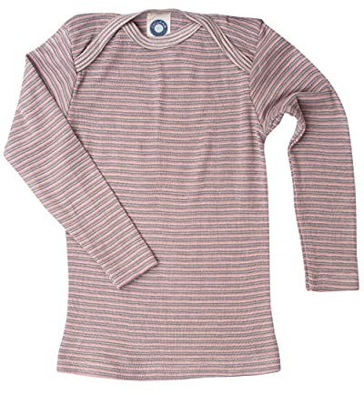 Cosilana, Baby Unterhemd Langarm, 70% Wolle 30% Seide(Rosa/Grau/Natur, 74-80)