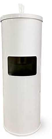 Zogics Gym Wipes Dispenser Stand and Trash Bin – Dual-Purpose Wet Wipes Dispenser for Sanitizing and Cleaning with Built-in 7 Gallon Trash Can, White Galvanized Steel