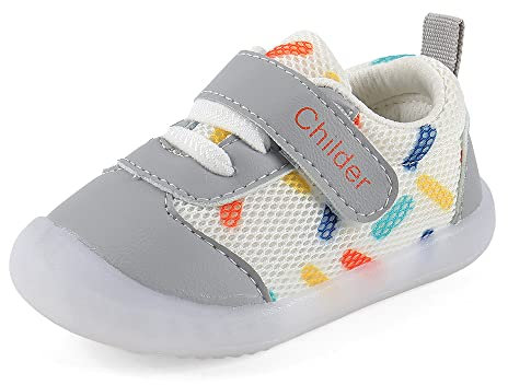 MASOCIO Lauflernschuhe Babyschuhe Junge Mädchen Baby Schuhe Jungen Krabbelschuhe Sneaker 12-18 Monate Grau Größe 20 (Herstellergröße 16)