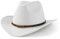 EOGIMI Western Cowboy Hüte für Damen Herren Filz breite Krempe Panama Hut mit Gürtelschnalle, Perlenband - weiß, Medium