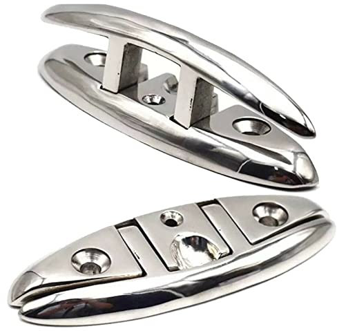 PHASFBJ 2er-Pack 5 Zoll/6 Zoll Bootssteg Klampen, 316 Edelstahl-Anker Klampen-Befestigungshaken, Boat Dock Flip Up Cleats Seilklampenbefestigungen,6 inches