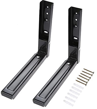 Hniuyun Universal Wall-Mounted Microwave Brackets ,Foldable Arm Adjustable Extensible Wall Hanging Microwave Brackets Oven Stand Shelf Rack Load 99 lb (Black)