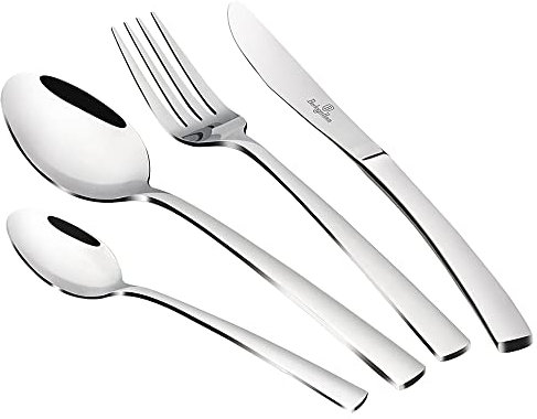 Berlinger Haus 4Silver Cubertería Completa 24 Piezas Acero Inoxidable, Juego de Cubiertos 6 Personas, Hogar, Camping, Hoteles, Acabado Espejo Pulido Brillante, Diseño Moderno y Elegante