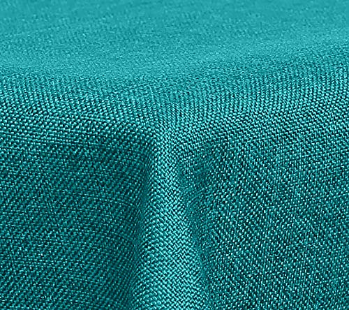 Textil Tischdecke - Leinen Optik - wasserabweisend Eckig Quadratisch Mitteldecke (Petrol, ca. 90x90 cm)