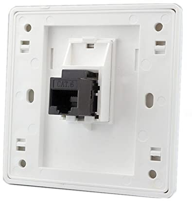 Plaque murale Ethernet pour câble LAN CAT6 RJ45,plaque frontale de prise réseau Gigabit femelle à femelle,prise de courant droite Internet à double passage, boîtier de prise 86x86mm (réseau local x 1)