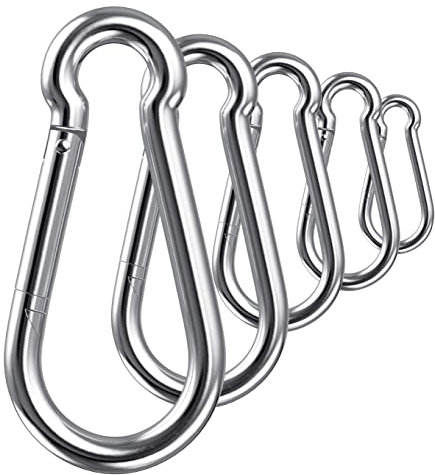 GARSIDURO® Edelstahl Karabiner | 10er Set 5x50 mm | Karabinerhaken DIN 5299 rostfrei | Feuerwehr Karabiner mit Schnappverschluss geeignet als Schlüsselanhänger Karabiner oder Schwerlast Karabiner
