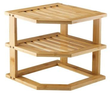 lakeland 3-Tier Bamboo Corner Shelf Plate and Bowl Storage