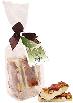 LUSCIOUX Tocchetti di croccante Pistacchio e Mandorla di Sicilia bagnati di cioccolato bianco (200)