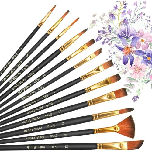 Skaaisont yqb-36 Ensemble de Stylos Pinceaux Fins en Bois avec Pointe Lisse pour Peintures Acryliques, Aquarelle, Huile et Gouache, 108 Pièces
