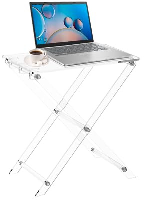 KSacry Acrylic Folding Table TV Tray -23 High TV Dinner Table, Folding Coffee Table for Living Room, Bed Room, TV Dinner Table with Easy Assembly