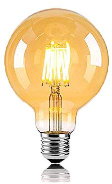 1 Stück Vintage LED Leuchtmittel E27 Globe Glühbirne G80 6 W Warmweiß 2700K entspricht 60 W Halogen Leuchtmittel Glühbirne Glas Bernstein Ideal für Nostalgie und Retro Beleuchtung