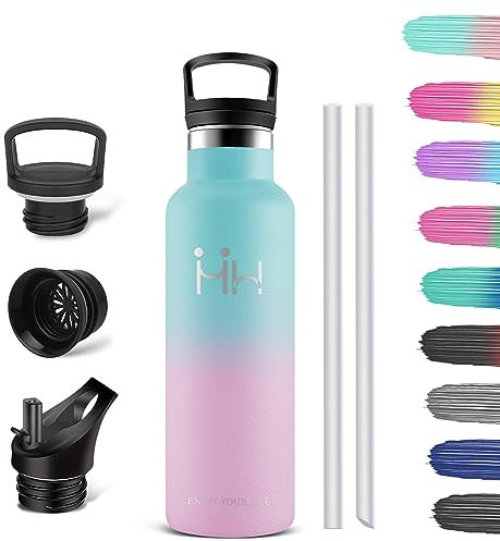 HoneyHolly Gourde INOX Isotherme - 1000ml Bouteille d'eau Acier Inoxydable avec Isolation par Double Paroi Gourde, Anti Fuite Reutilisable sans BPA, Gourde Isotherme pour Sport, Gym, Randonnée