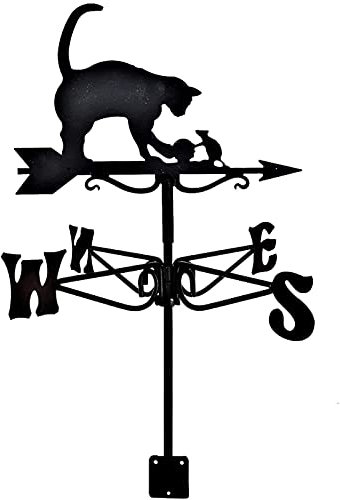 EICOFF Girouette, sorcière Forgeron Chat et Souris girouette Outil de Mesure girouette indicateur de Direction du Vent avec revêtement antirouille pour décoration de Jardin, Chat et Souris