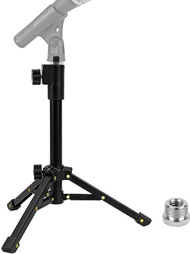 Geekria for Creators Support de microphone télescopique pour trépied de table, support de micro de bureau avec pieds antidérapants pliables, compatible avec ATH AT2020USB, AT2035, AKG D5, P120, P220