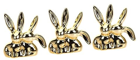 Cabilock 3 Pièces Porte-anneau Lapin Ornements De L'année Du Lapin Mini Figurine Lapin Statues De Lapin Décor à La Maison Petite Figurine De Lapin De Pâques Porte-bijoux Animaux Céramique