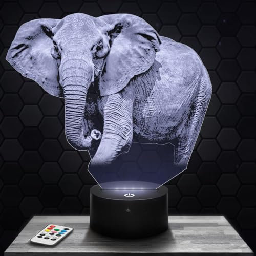 Lampephoto.fr Nachttischlampe Elefant deko Tier Wildnis Afrika. Geschenkidee Mann Frau objekt Elefant Nachtlicht Erwachsene deko Zimmer. Weihnachten TOP