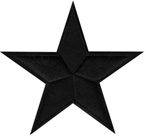 Stern Schwarz Aufnäher zum aufbügeln oder aufnähen Bügelbild Aufbügler für Kleidung gestickter Bügelpatch Applikation Star Patch Größe 8,5 x 8,5 cm