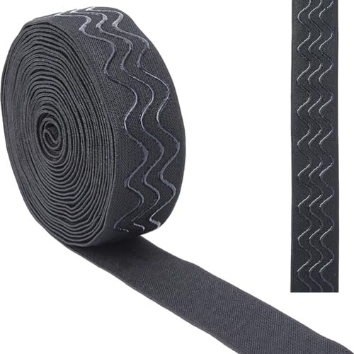 GORGECRAFT 5 Yard Silikon-Greifer 31mm rutschfest Schwarz Stretch-Gurtband Greiferband Zum Nähen Basteln Bund Perücken Bekleidungszubehör