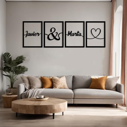 DIGIDU | Cuadros Salon - Nombres de Madera Personalizados - Cuatro Paneles - Madera - Modernos - Decoración Dormitorios - Habitación - Oficina - Decoracion Hogar - Grandes - 120x30cm