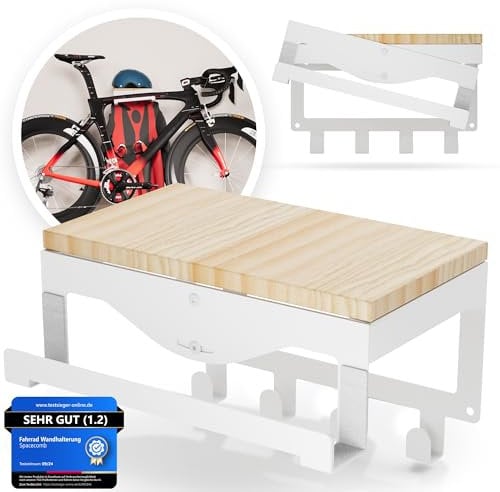 Spacecomb Fahrrad Wandhalterung [verstellbar] Holz Fahrradhalter Halterung Wand Aufhängung Fahrradhalterung Rennrad Zubehör Gravelbike Fahrradaufhängung Wandhalter