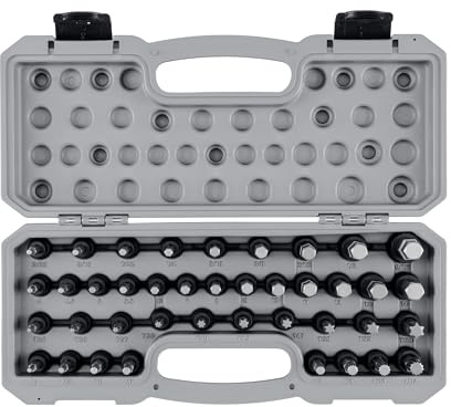 TEKTON 3/8-Zoll-Antrieb, Sechskant, Torx, Dreifach-Vierkant-Schlag-Bit-Steckschlüssel-Set mit Koffer (40-teilig) | SIB91301