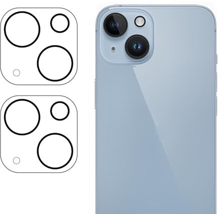 Trimming Shop Protezione per obiettivo della fotocamera compatibile con iPhone 13 e iPhone 13 Mini, in vetro temperato 9H, antigraffio, ultrasottile, anti-rottura, trasparente HD, anti-impronte,