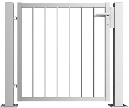 Gartentor Edelstahl V2A - Vertikalstreben - DIN rechts/links, versch. Montagesets - Gartentüer, Terrassentür, Zauntür, Grundstückseingang (mit Pfosten DIN links ohne Montageset)