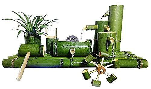 ROLTIN Caractéristiques de l'eau pour Le Jardin Bain d'oiseaux Fontaine à Pompe Dispositif d'eau en Bambou Aquarium en céramique Pierre Filtre à Poisson en Circulation Ornements en Tube de Bambou