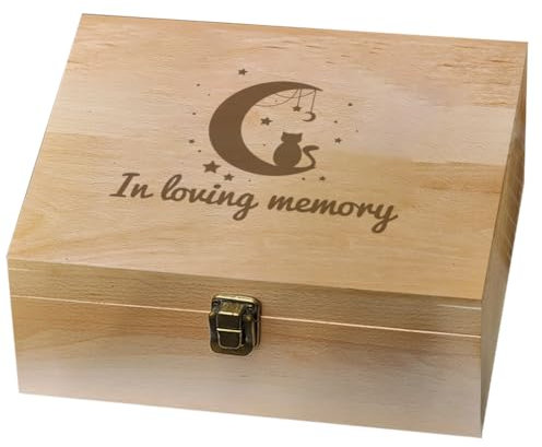arricraft - Caja de recuerdos de madera con tapa con bisagras de gato, caja de almacenamiento de madera decorativa para fotos, 19,5 x 24,5 x 10,3 cm