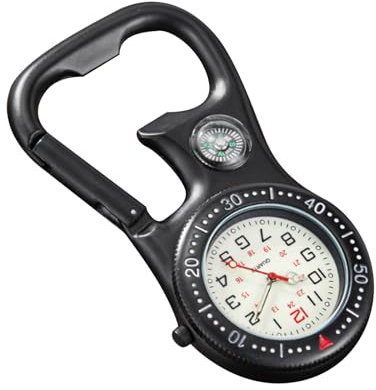 Montre d'alpinisme en Plein air avec Boussole Tire-Bouchon, Montre de Poche Lumineuse multifonctionnelle, Montres de Sport for randonneurs(Black)