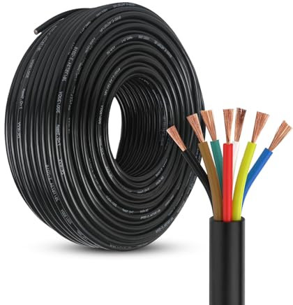 Qiping 7×0,5mm² Filo 7 Conduttori Tondo Cavo per rimorchio 2M 12V/24V Elettrico per Barche/Automobilistiche/LED Lampadine