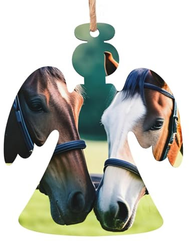 Weihnachtsschmuck-Kollektion aus Holz, mit zwei Pferden, festlicher Weihnachtsbaumschmuck