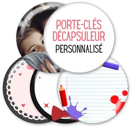 Décapsuleur porte-clés personnalisable 5,6cm avec texte photo logo pour évènement fête mariage anniversaire baptême - Artisanat français Colleen Illustrations
