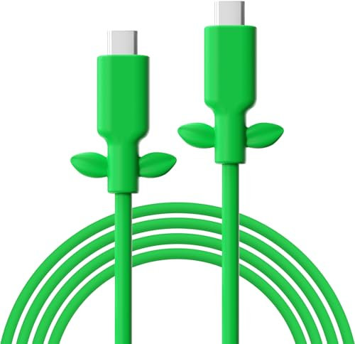 POWKONG Câble USB C vers USB C, Chargeur Type C en silicone 65W, Chargement Rapide Compatible avec Nintendo Switch/Steam Deck/PS5, Câble pour Affichage Vidéo 4K – Vert 1M