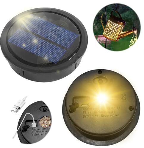 Mineup Solarleuchten Ersatzteile, 2 Stück Solarleuchten Ersatz, 10.5 cm Wasserdicht Solar Ersatzdeckel, 1200mAh USB-Aufladung Solarpanel Laterne Deckel für Solarlaterne, Solar Gartenleuchten DIY