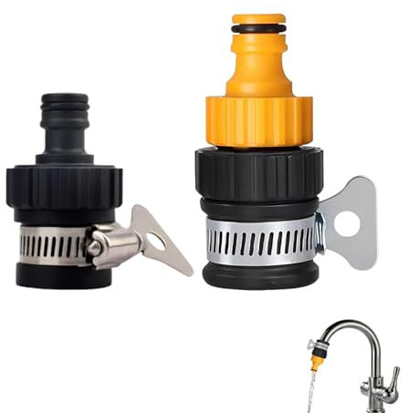 2 PCS Kitchen Tap Hose Connector, Tap Hose Connectors Kitchen Taps, Easy to Install, Durable & Leak-Proof, Applicable for Old style dragon head, 4-point/6-point washing machine faucet