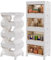 NEW Integrated Storage Boxes with Lid 40L*4 Tier One-Piece Design Plastic Storage Boxes, Flip-Door Foldable Stackable Bins with Wheels, Stackable Drawers Containers for Home Office Organisation