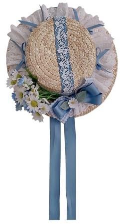 COSDREAMER Sonnenhut für Damen, für Teeparty, Spitze, Blume, Strohhüte