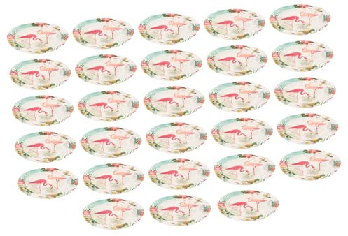 VALICLUD 18 Pcs Assiette En Carton Flamant Rose Fournitures De Fête Assiette Ronde Assiette Décorative De Fête Papier