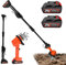 Motozappa a Batteria, 21V Motocoltivatore da Giardino con 2 Batterie 3000mAh e Manico da 1,3m Zappatrice Elettrica 4 Lame in Metallo 10cm Larghezza di Lavoro 10cm Profondità di Lavoro