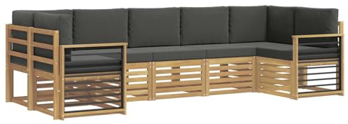 vidaXL Ecksofa Set 7 pcs Weiß und Anthrazit 304 x 128,5 x 73 cm, Akazienholz Sofa für draußen, stylisches Gartenmöbel, modulares Set für Terrasse und Poolbereich